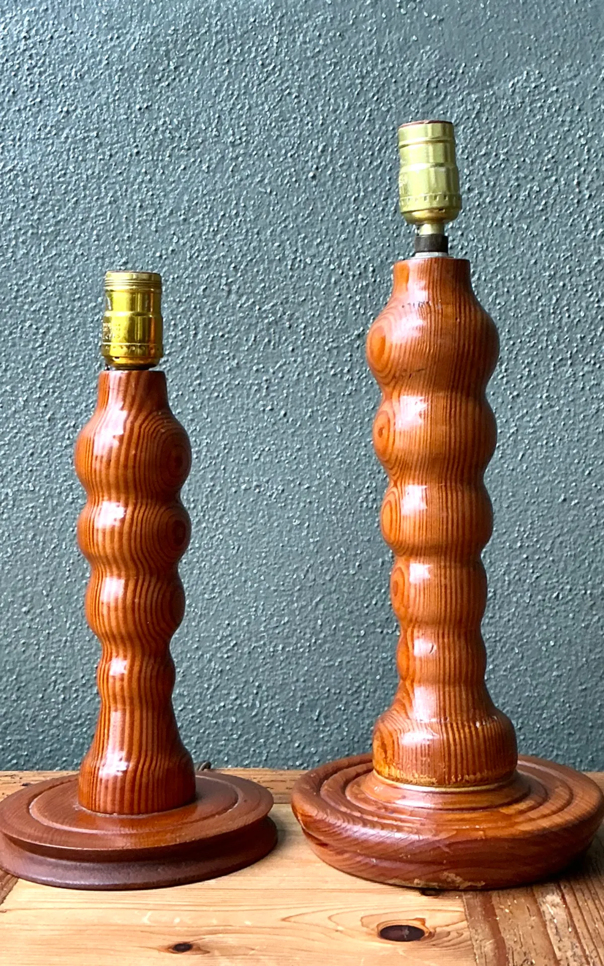 Vintage Sculptural Wood Table Lamps - A Pair — additional photo 4