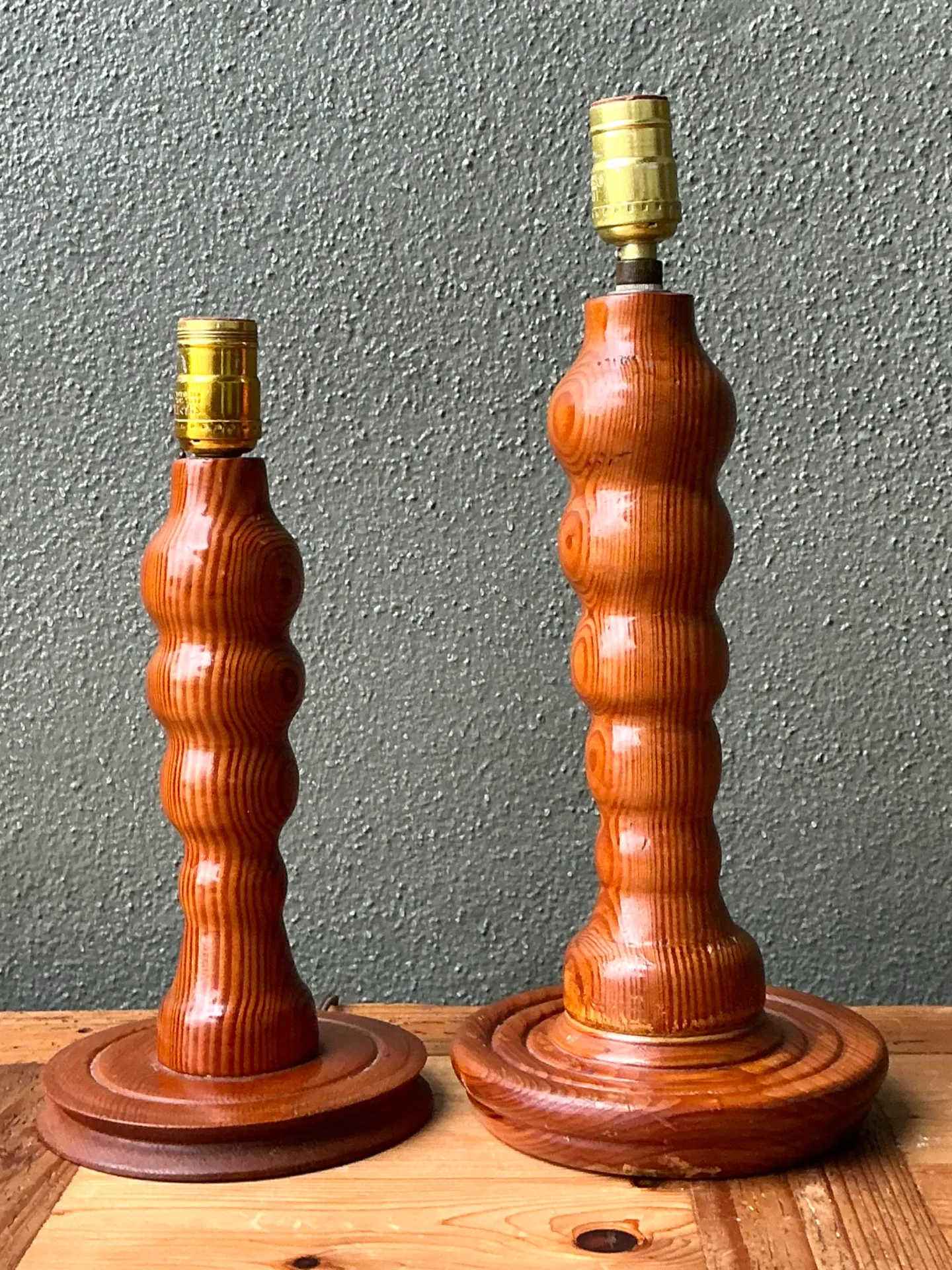 Vintage Sculptural Wood Table Lamps - A Pair — additional photo 1