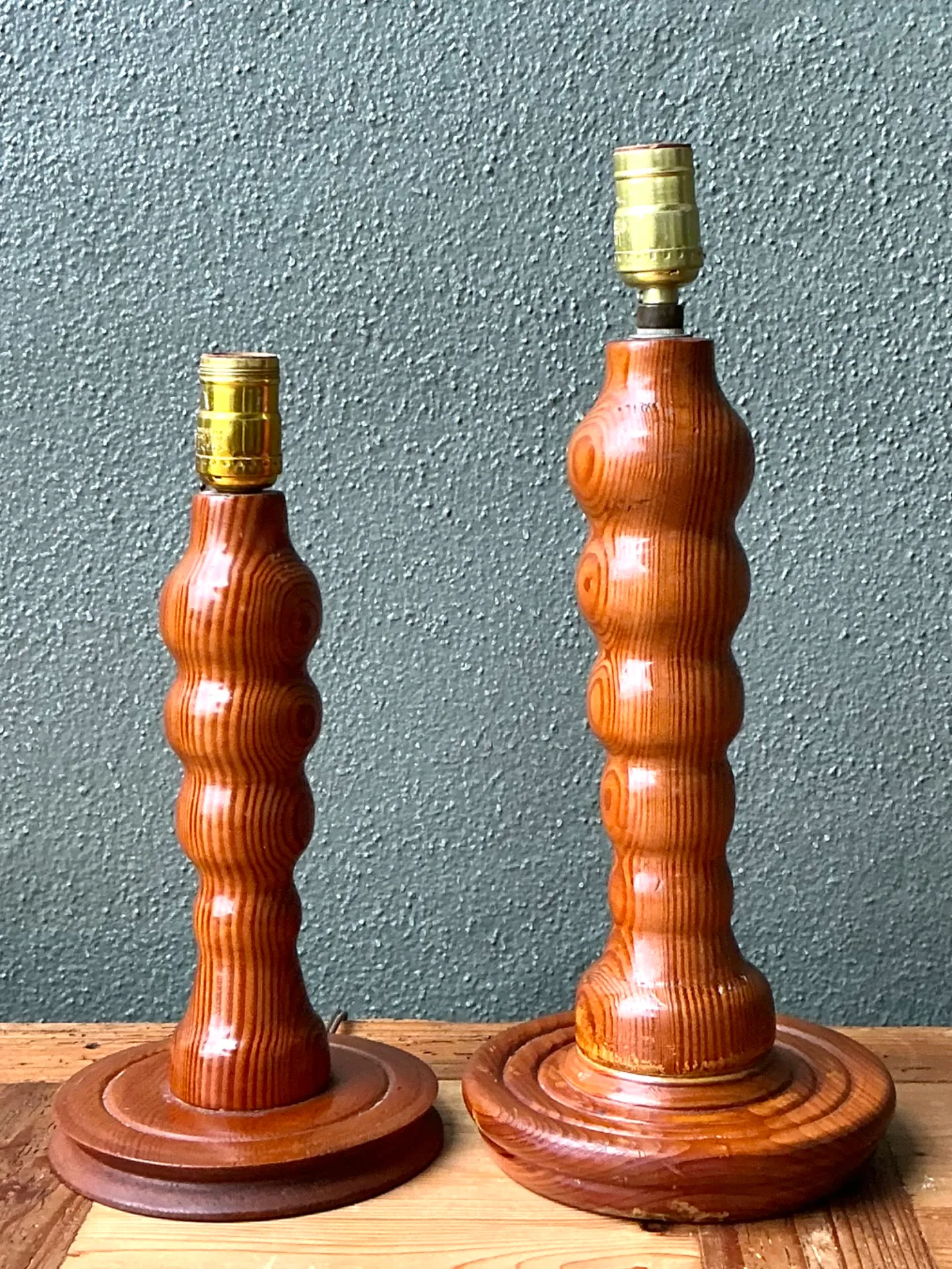Vintage Sculptural Wood Table Lamps - A Pair — additional photo 7