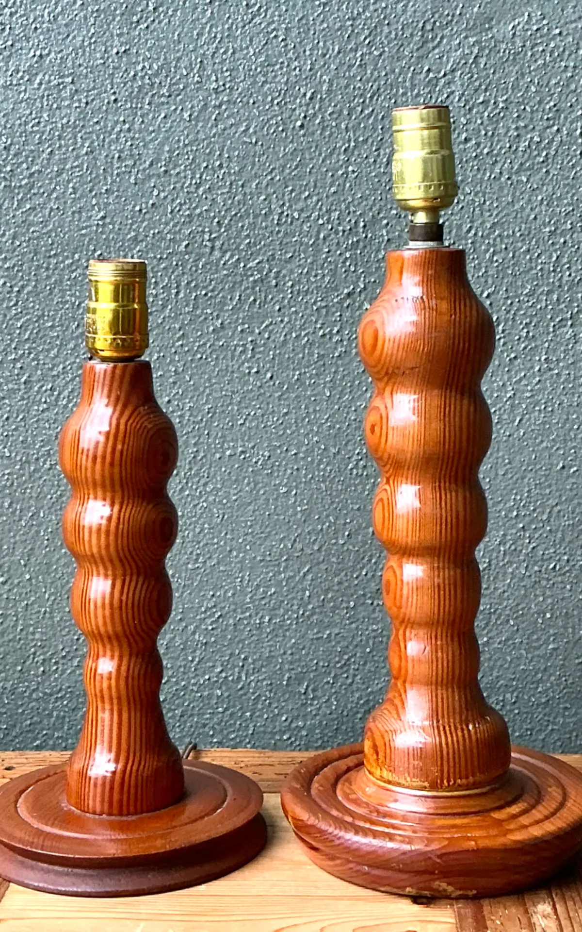 Vintage Sculptural Wood Table Lamps - A Pair — additional photo 7