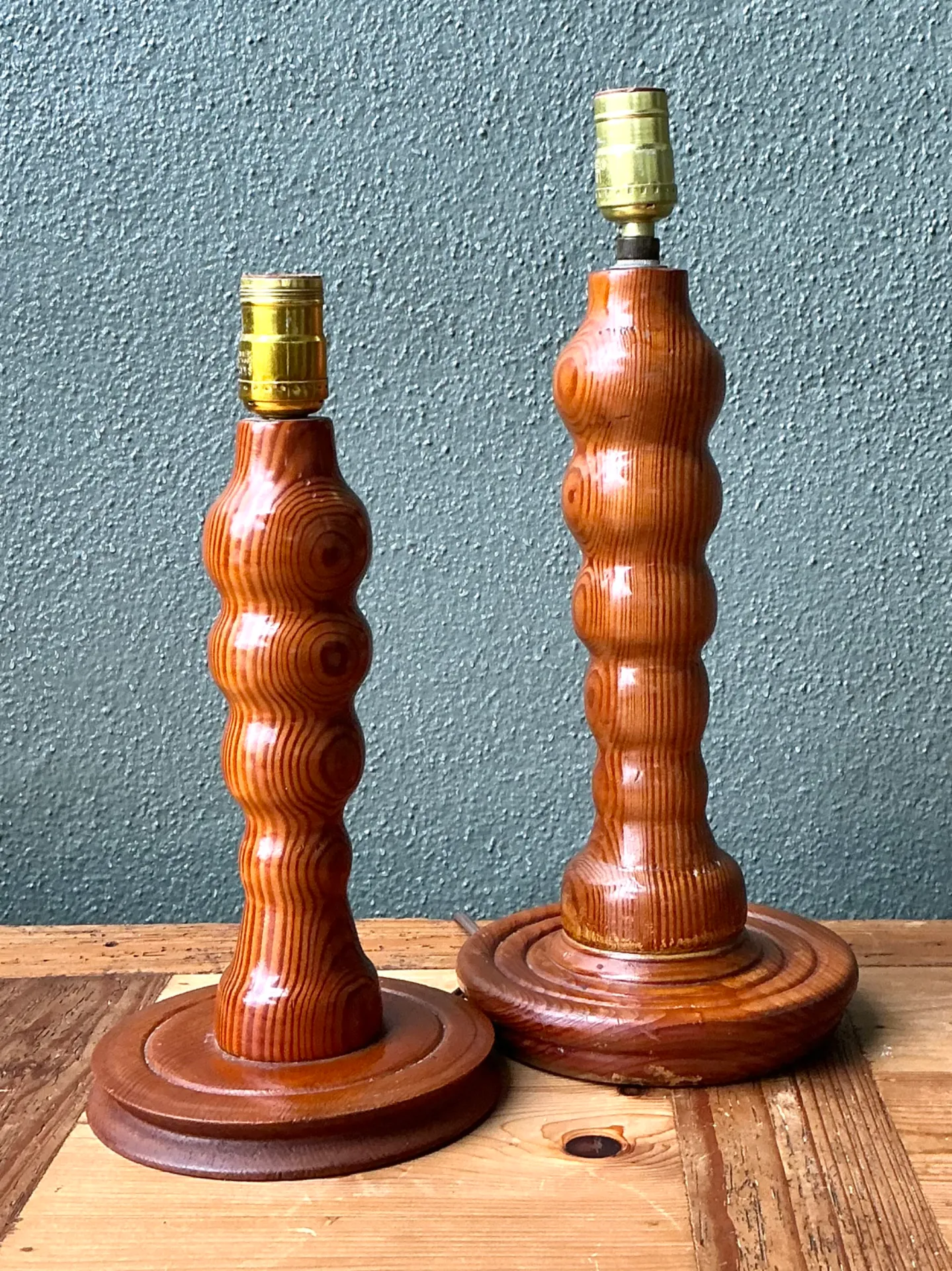 Vintage Sculptural Wood Table Lamps - A Pair — additional photo 6