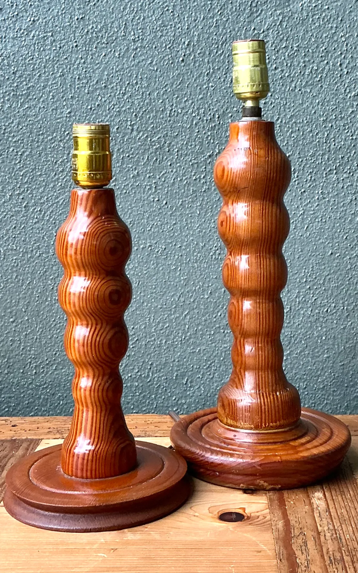 Vintage Sculptural Wood Table Lamps - A Pair — additional photo 6