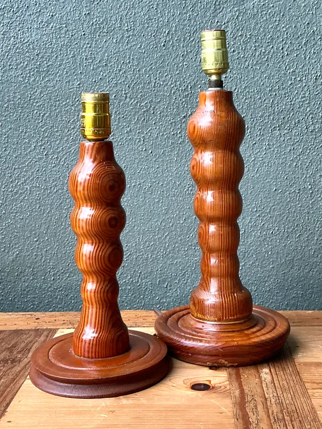 Vintage Sculptural Wood Table Lamps - A Pair — additional photo 6