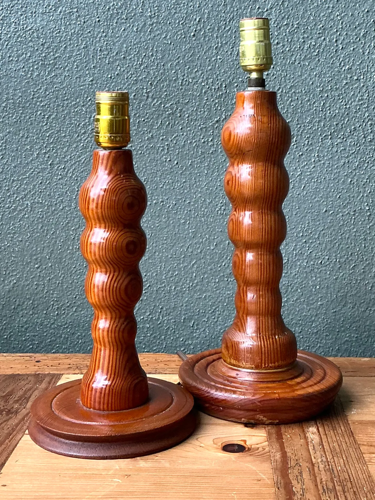 Vintage Sculptural Wood Table Lamps - A Pair — additional photo 3