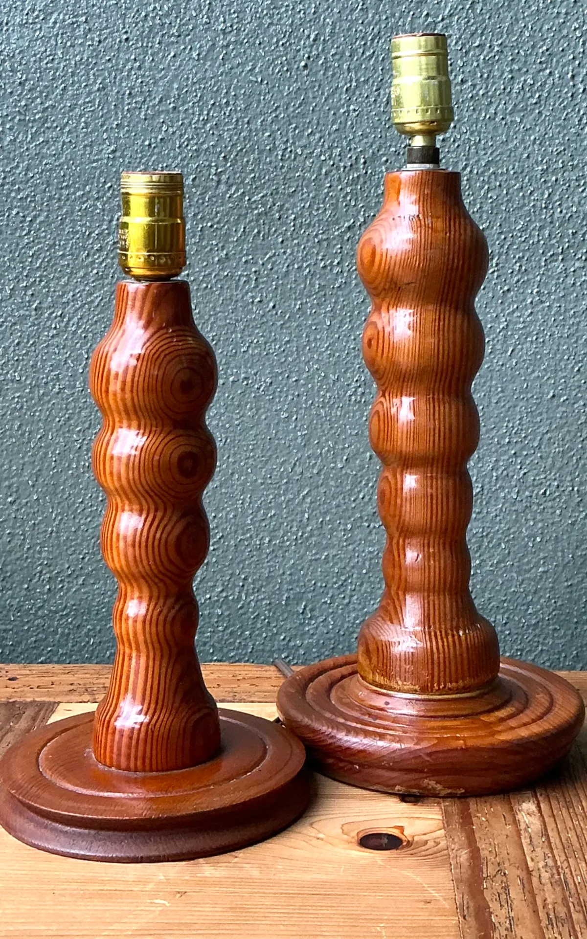 Vintage Sculptural Wood Table Lamps - A Pair — additional photo 3
