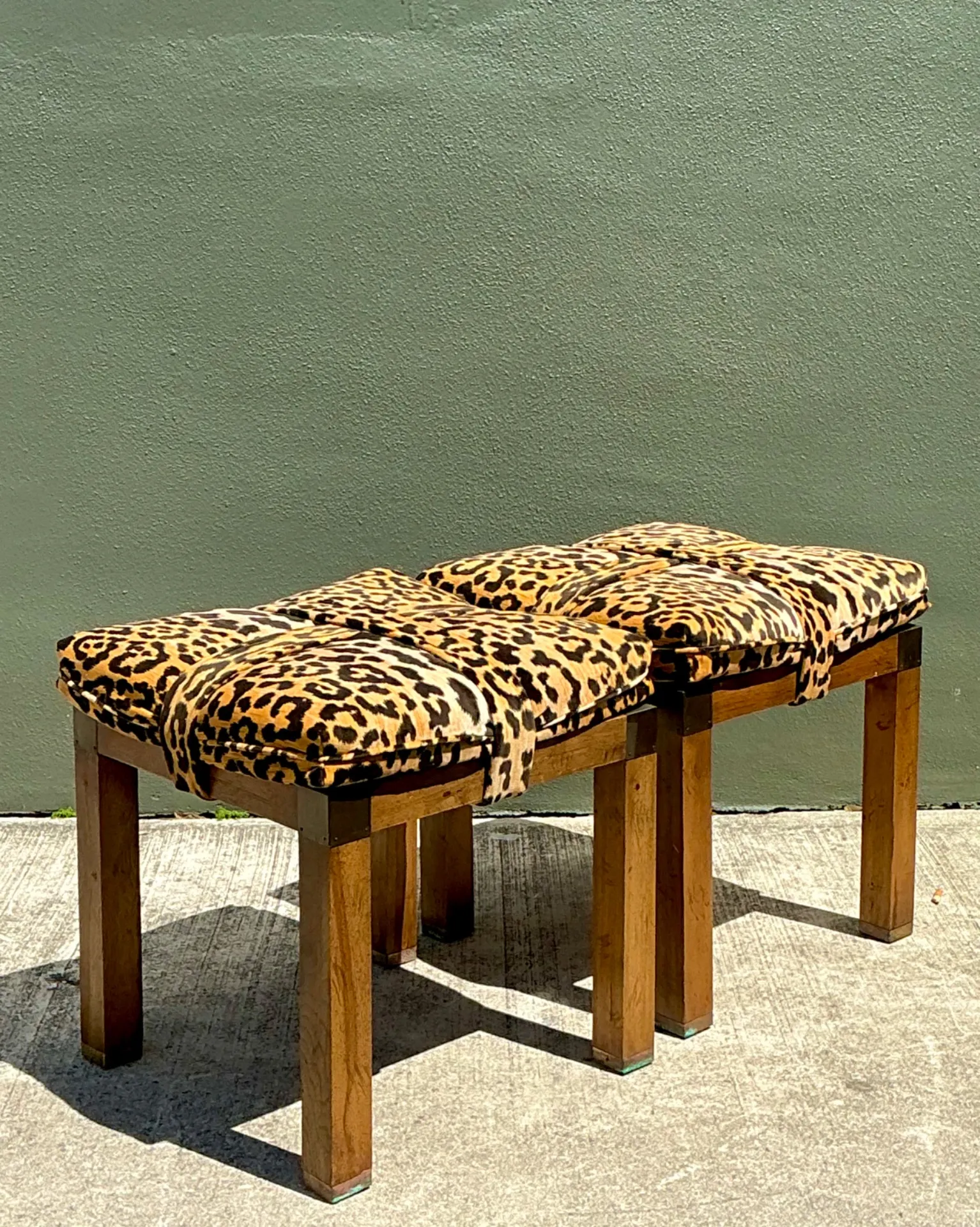 Vintage Leopard Strapped Campaign Stools - A Pair — additional photo 7