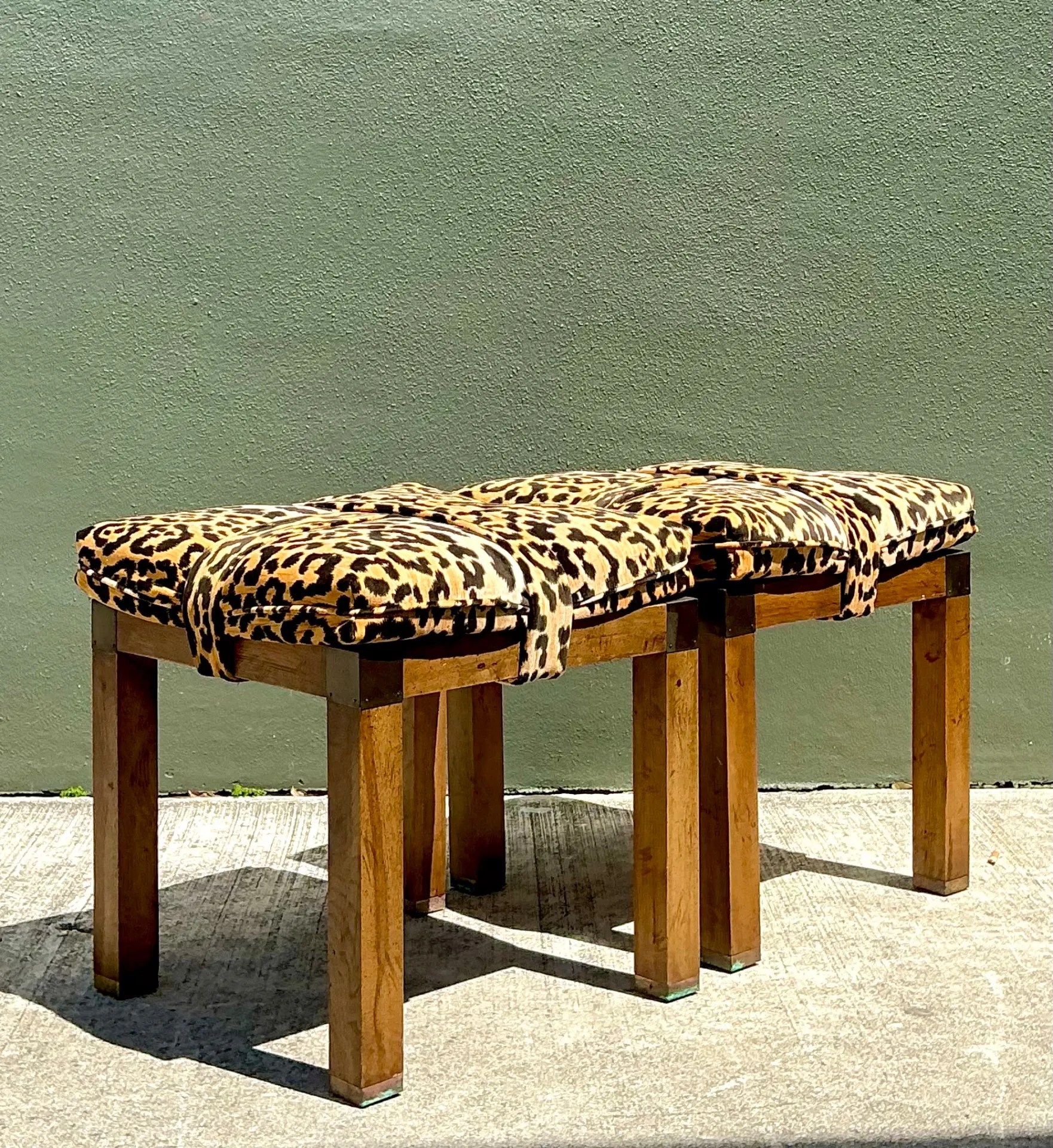 Vintage Leopard Strapped Campaign Stools - A Pair — additional photo 4