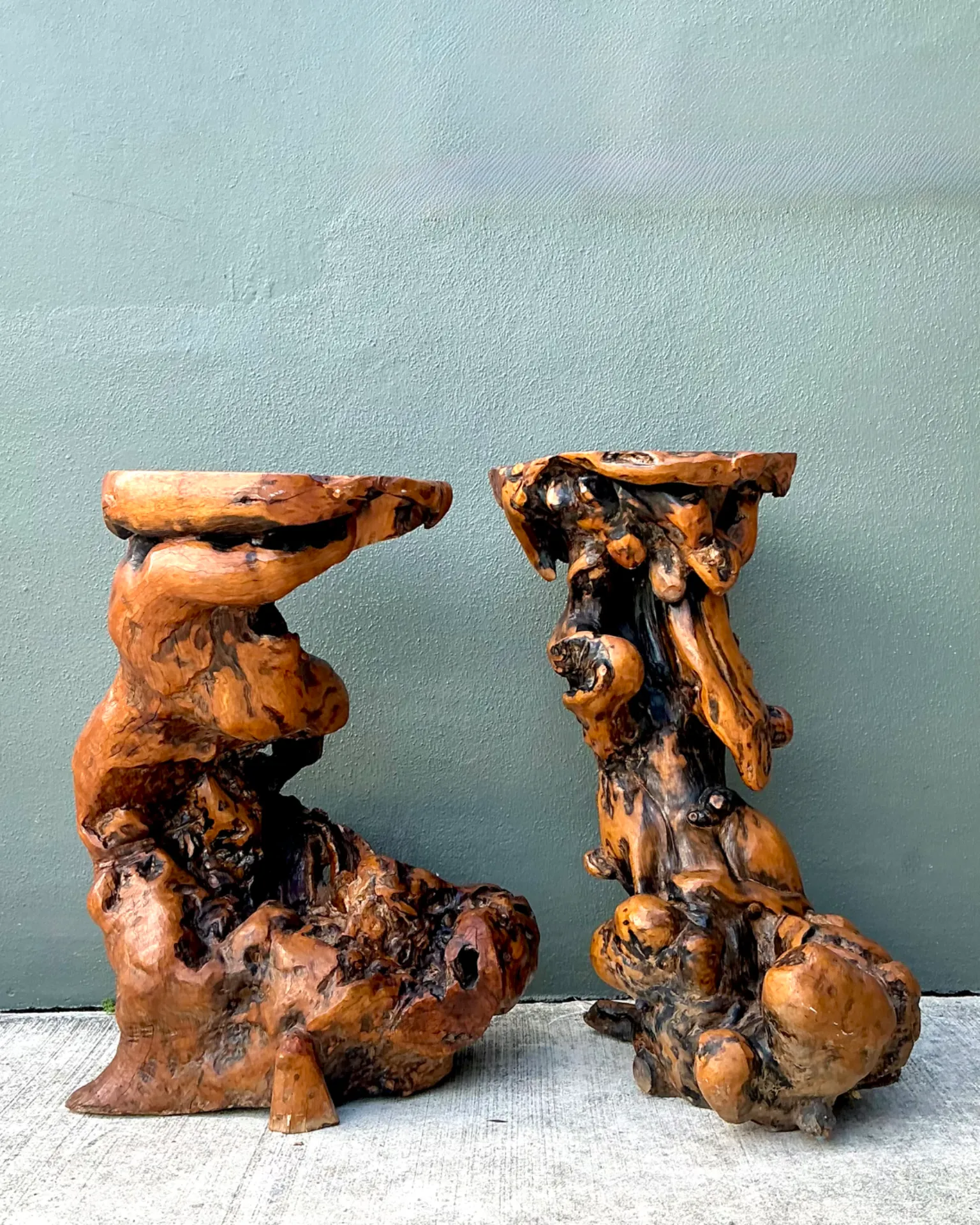 Vintage Japanese Twisted Root Pedestals - Set Of Two — additional photo 7