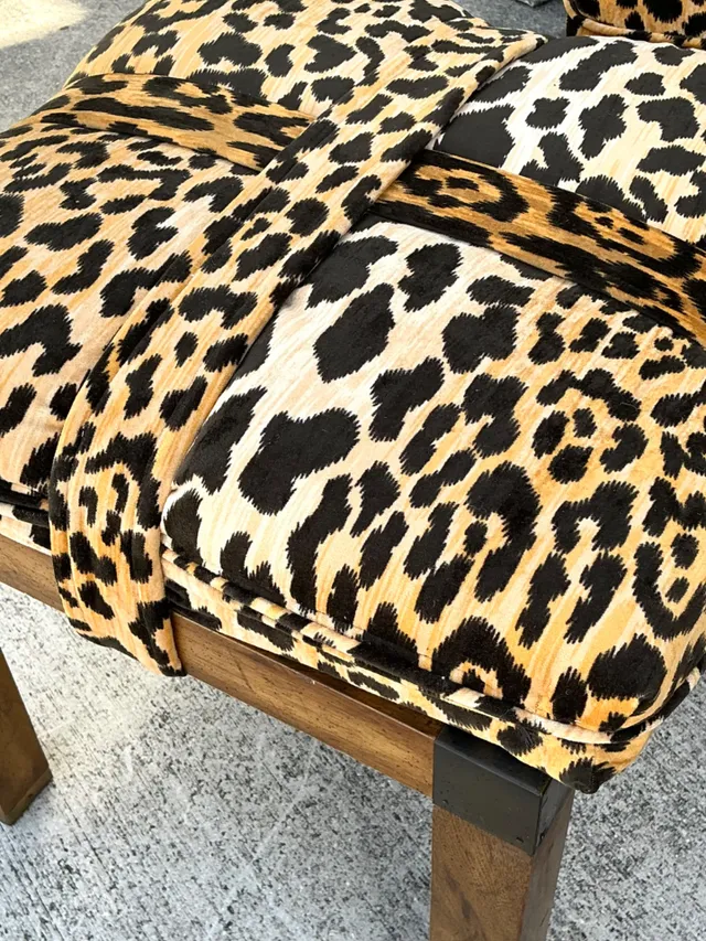 Vintage Leopard Strapped Campaign Stools - A Pair — additional photo 3