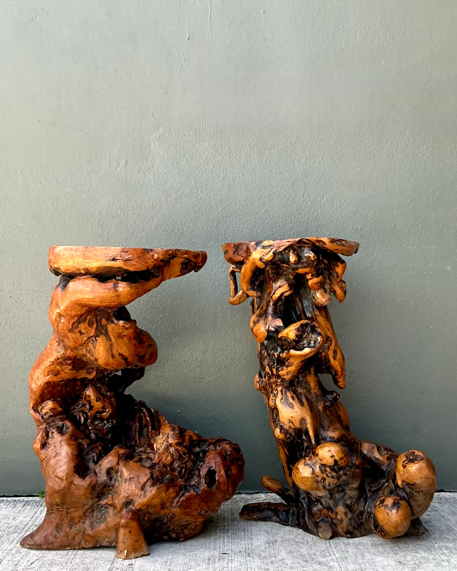 Vintage Japanese Twisted Root Pedestals - Set Of Two — additional photo 4