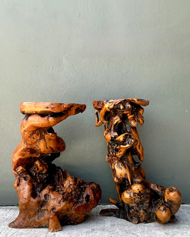 Vintage Japanese Twisted Root Pedestals - Set Of Two — additional photo 4