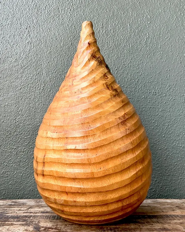 Vintage Natural Wood Teardrop Vase — additional photo 1