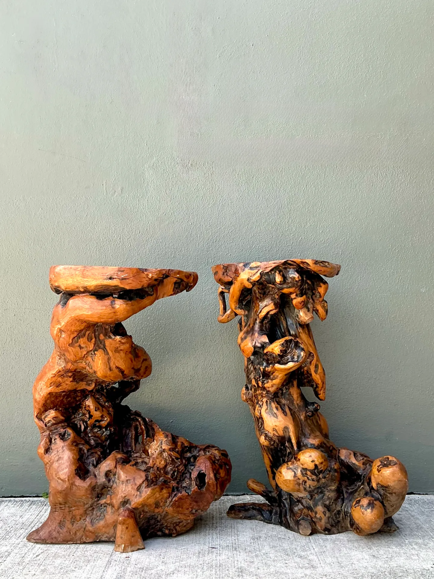 Vintage Japanese Twisted Root Pedestals - Set Of Two — additional photo 2