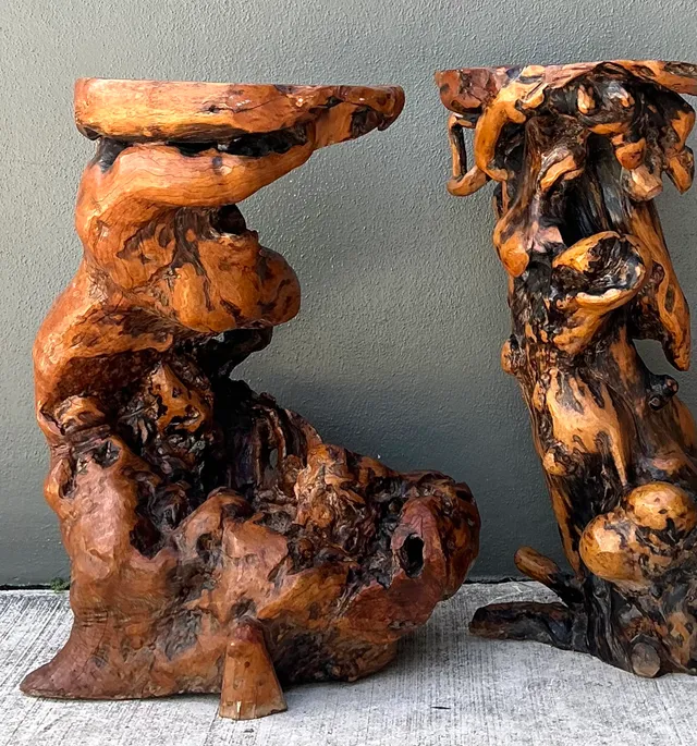 Vintage Japanese Twisted Root Pedestals - Set Of Two — additional photo 6