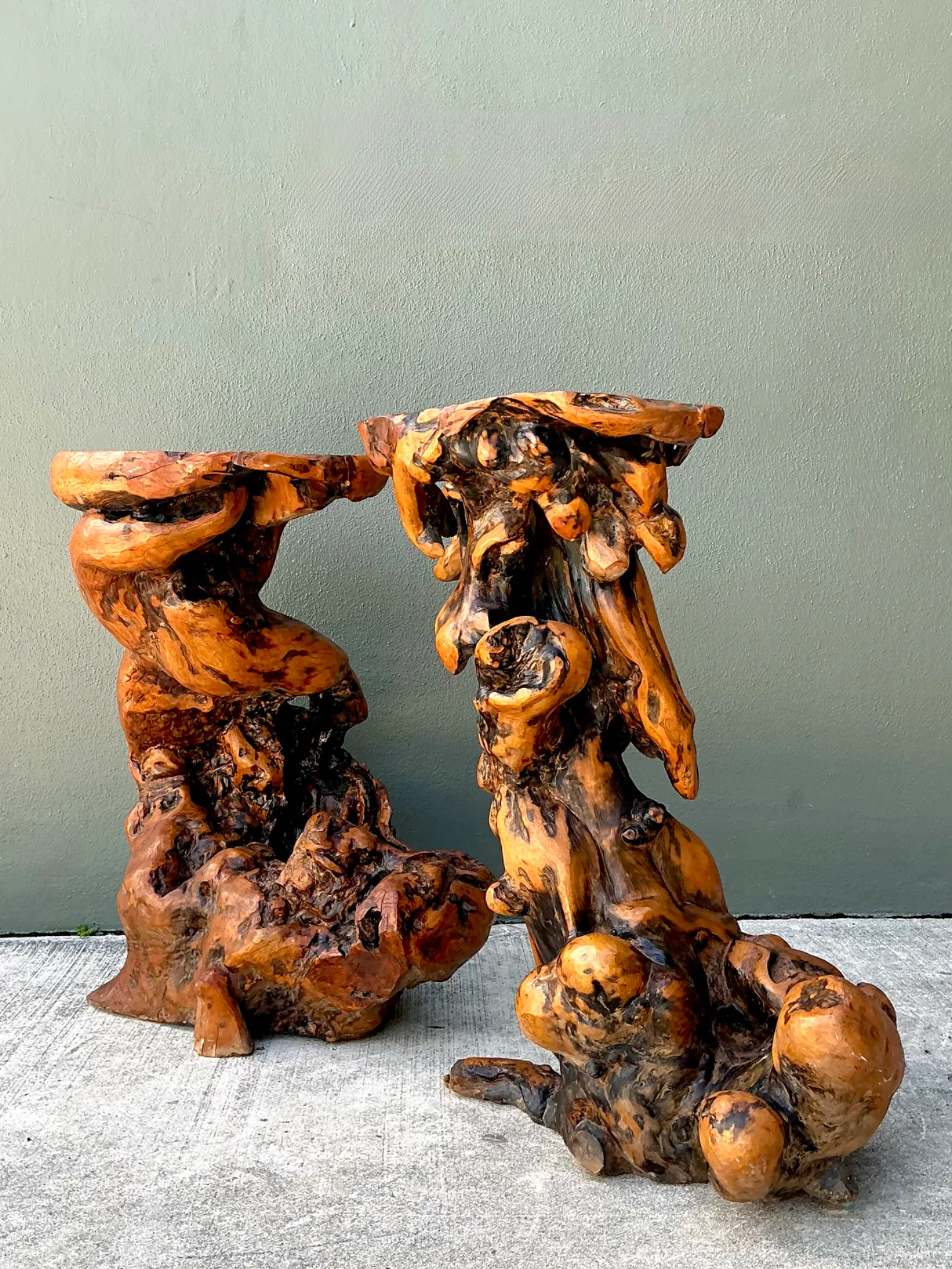 Vintage Japanese Twisted Root Pedestals - Set Of Two — additional photo 5
