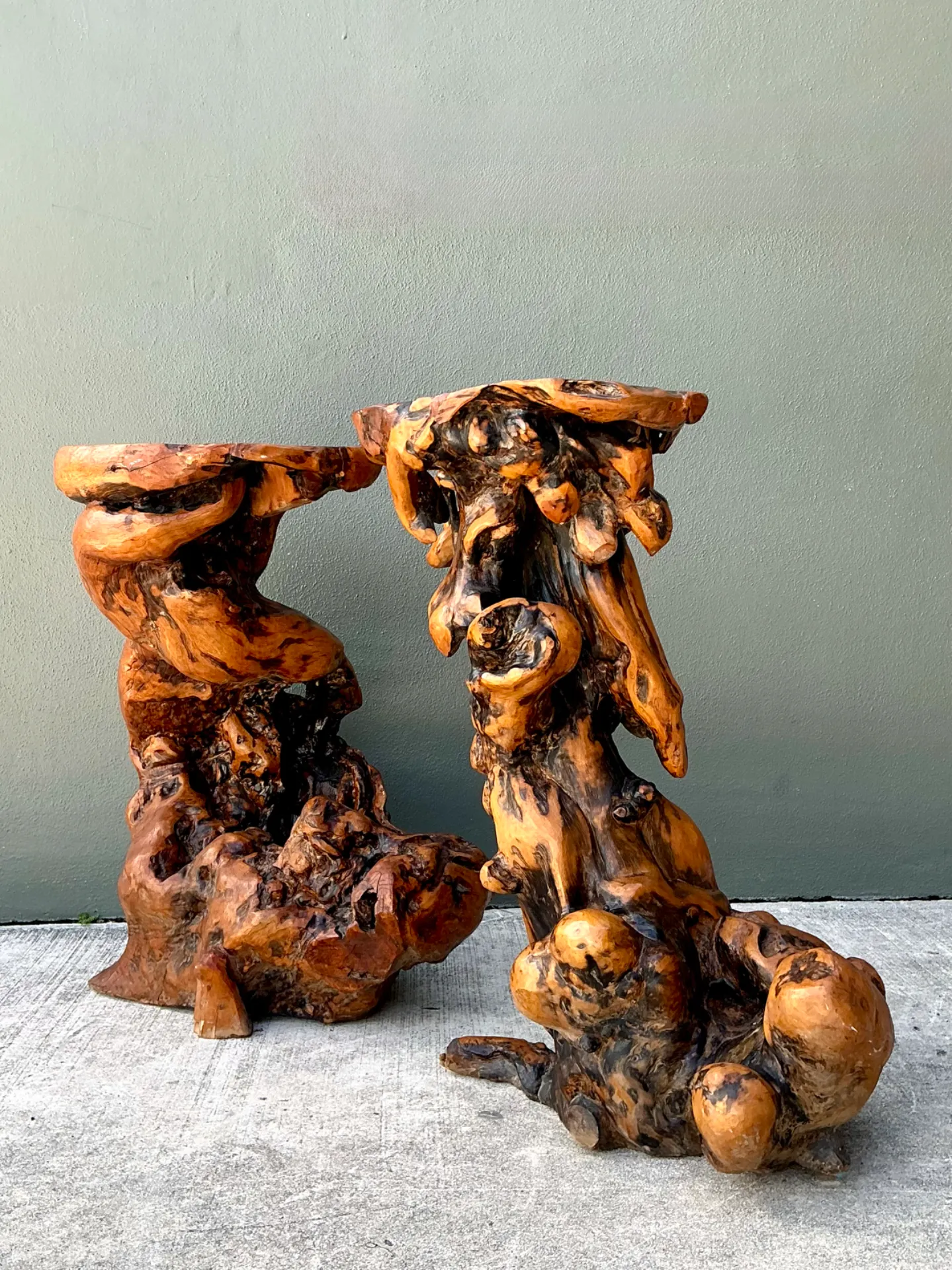 Vintage Japanese Twisted Root Pedestals - Set Of Two — additional photo 3