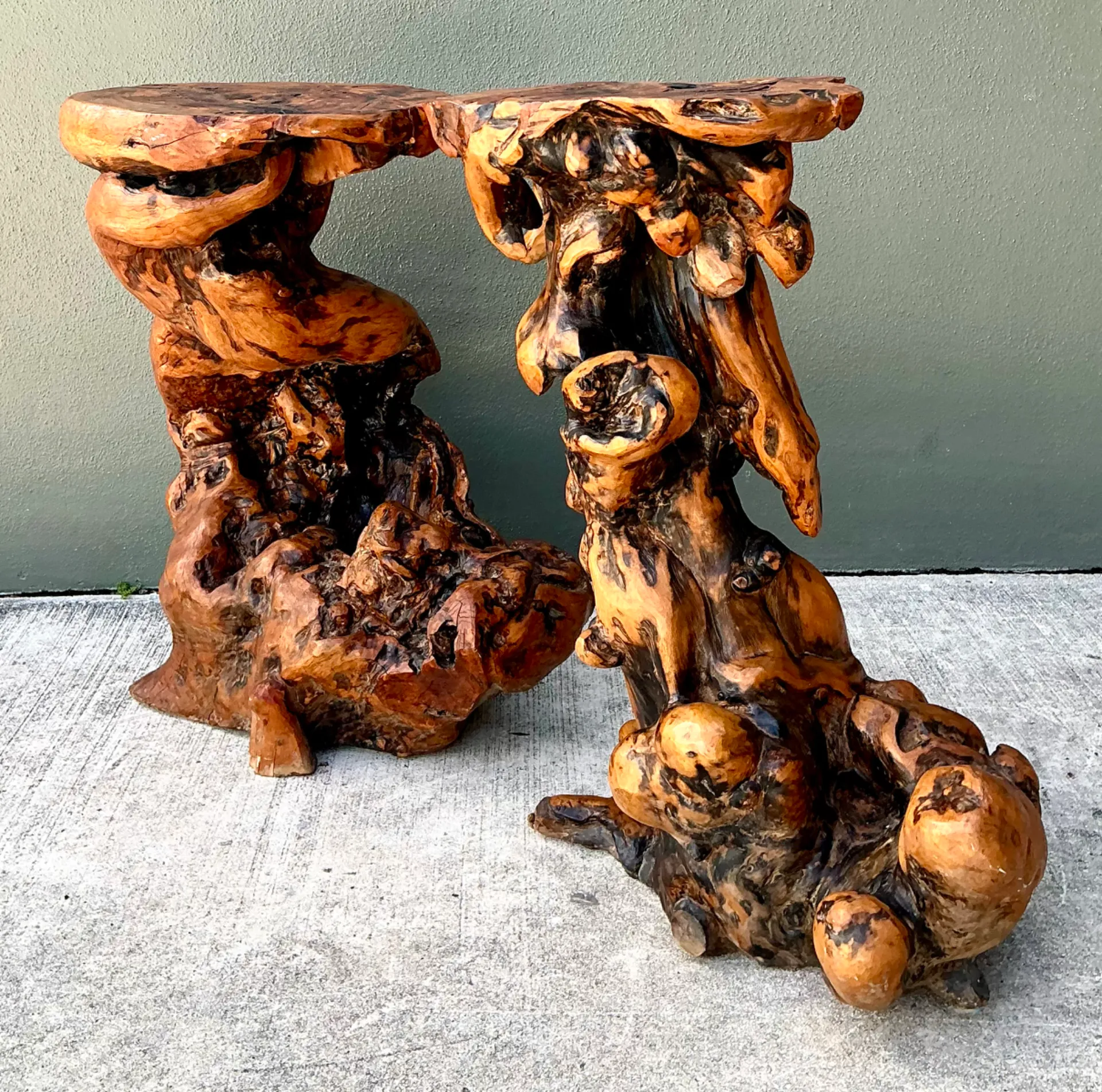 Vintage Japanese Twisted Root Pedestals - Set Of Two — additional photo 1