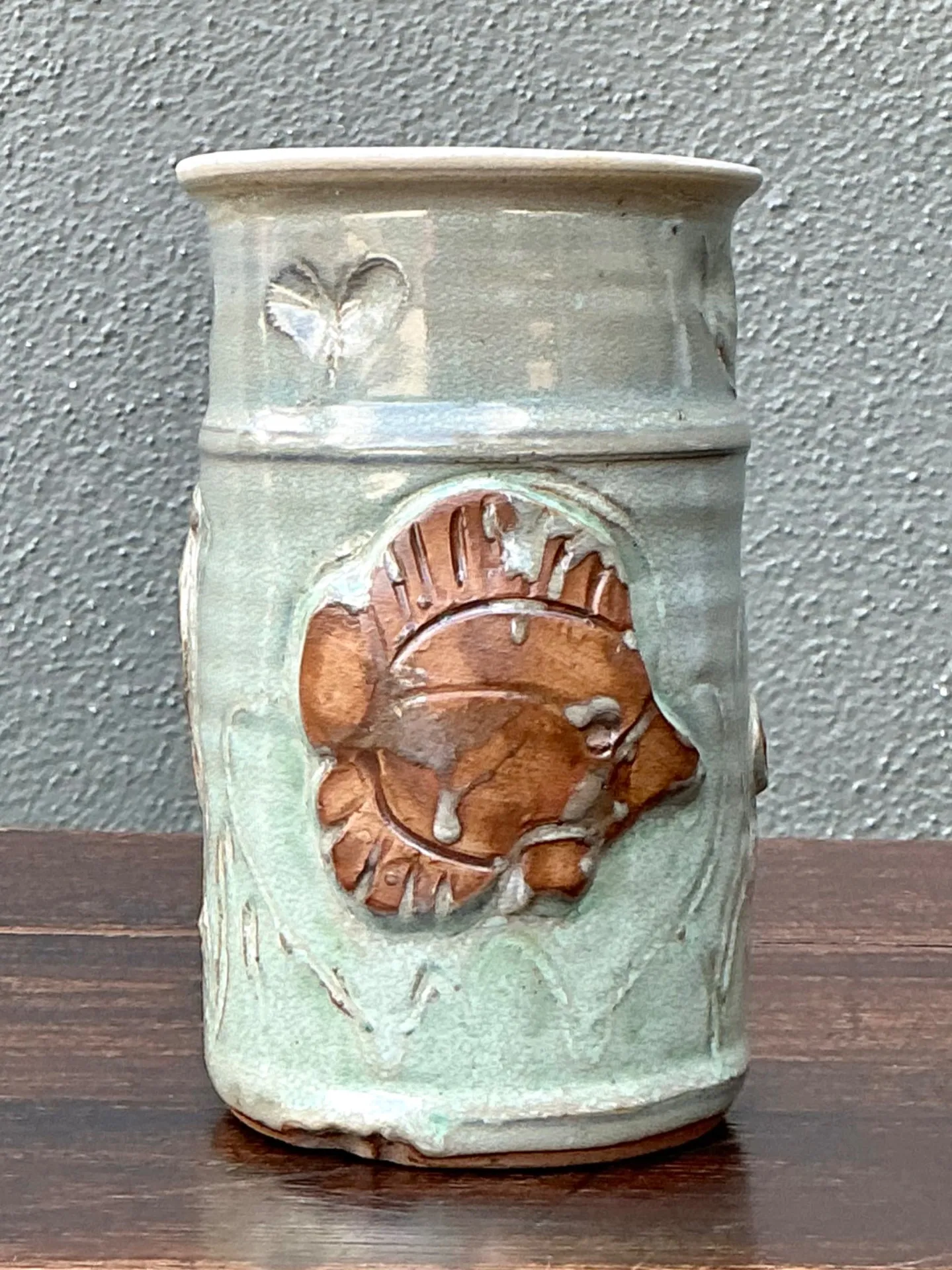 Handcrafted Sea Life Motif Ceramic Vase — additional photo 7
