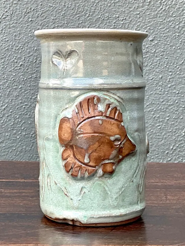 Handcrafted Sea Life Motif Ceramic Vase — additional photo 7