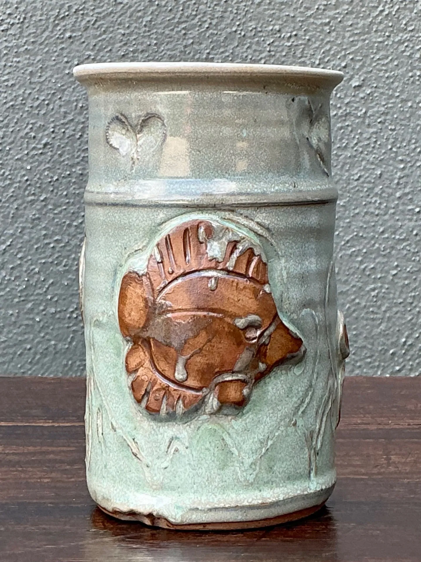 Handcrafted Sea Life Motif Ceramic Vase — additional photo 5