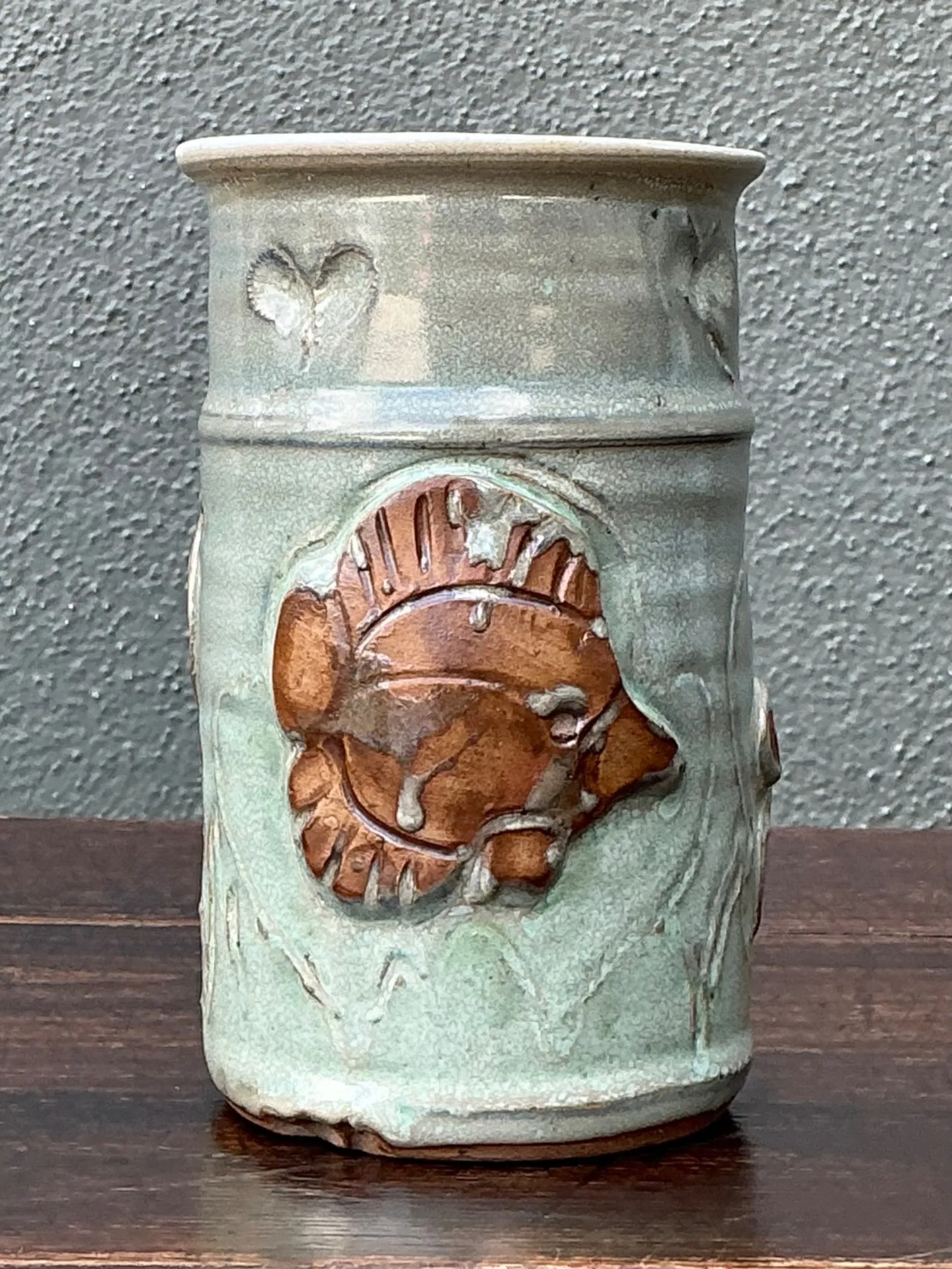 Handcrafted Sea Life Motif Ceramic Vase — additional photo 4