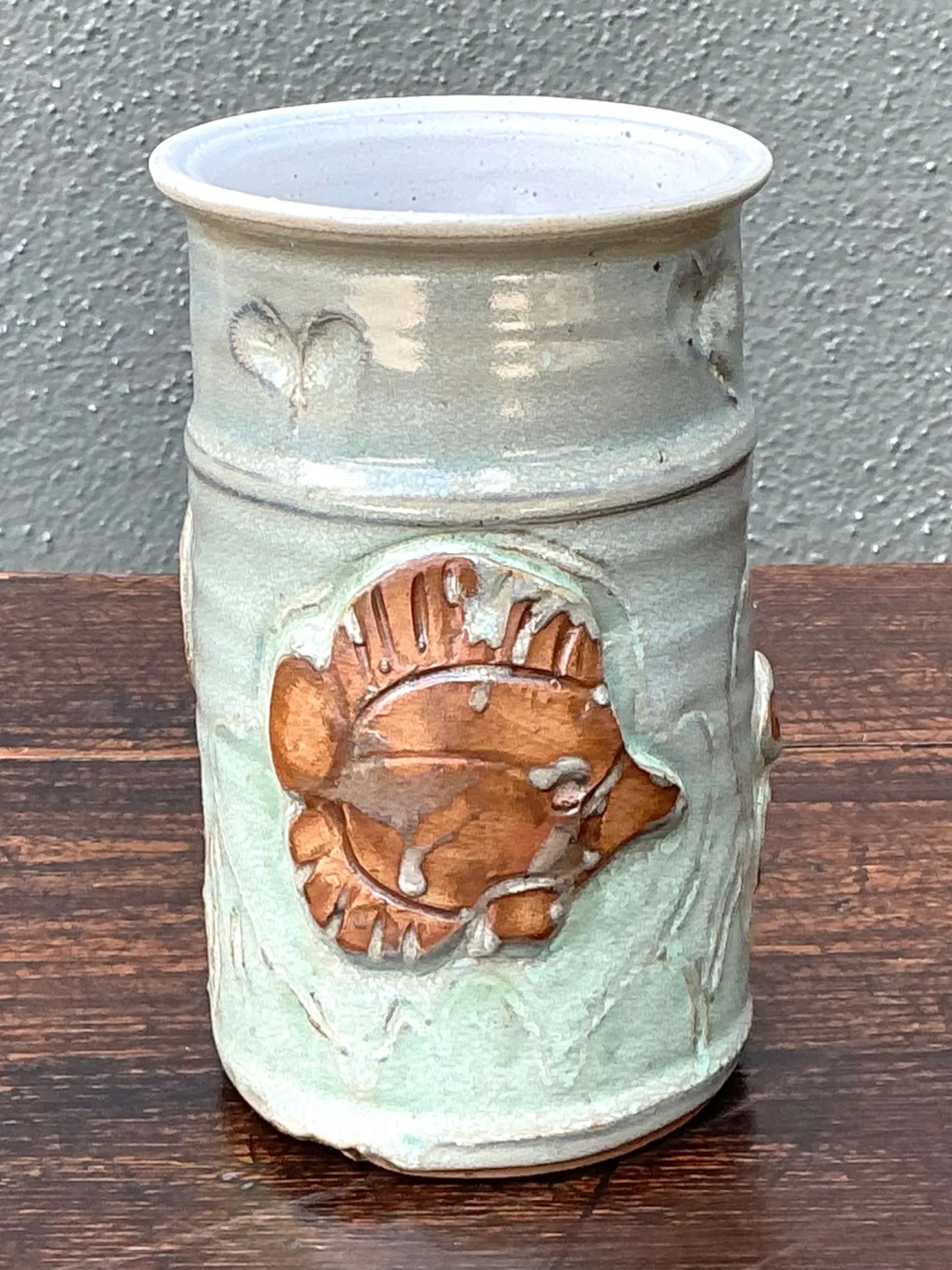 Handcrafted Sea Life Motif Ceramic Vase — additional photo 2