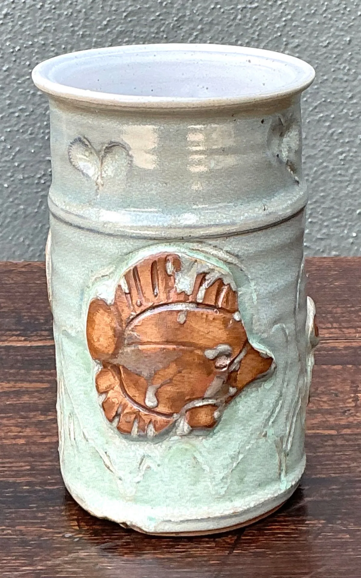 Handcrafted Sea Life Motif Ceramic Vase — additional photo 2