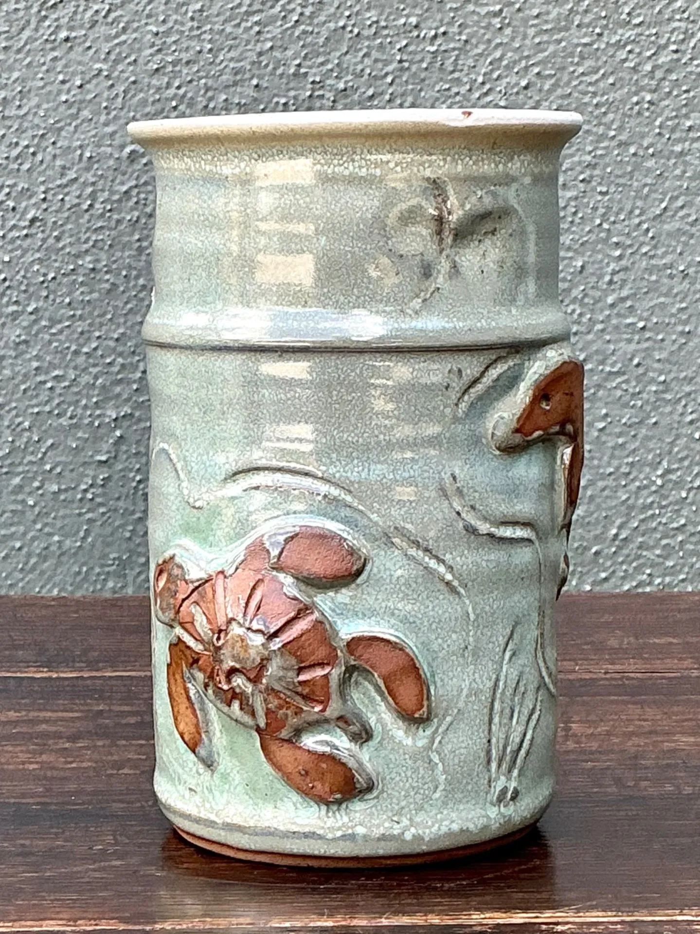 Handcrafted Sea Life Motif Ceramic Vase — additional photo 6