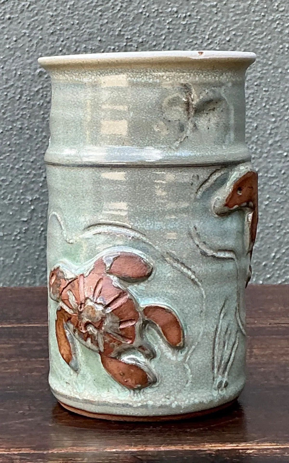 Handcrafted Sea Life Motif Ceramic Vase — additional photo 8