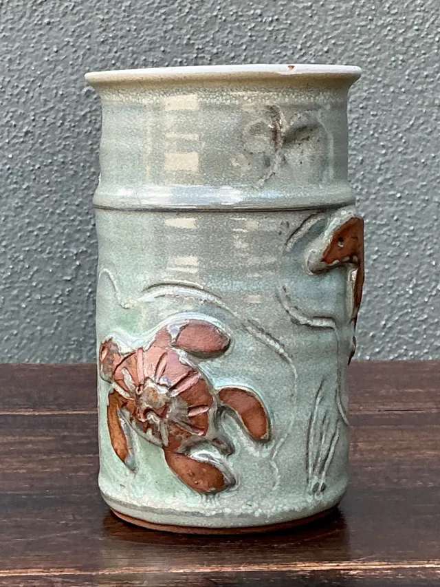 Handcrafted Sea Life Motif Ceramic Vase — additional photo 8