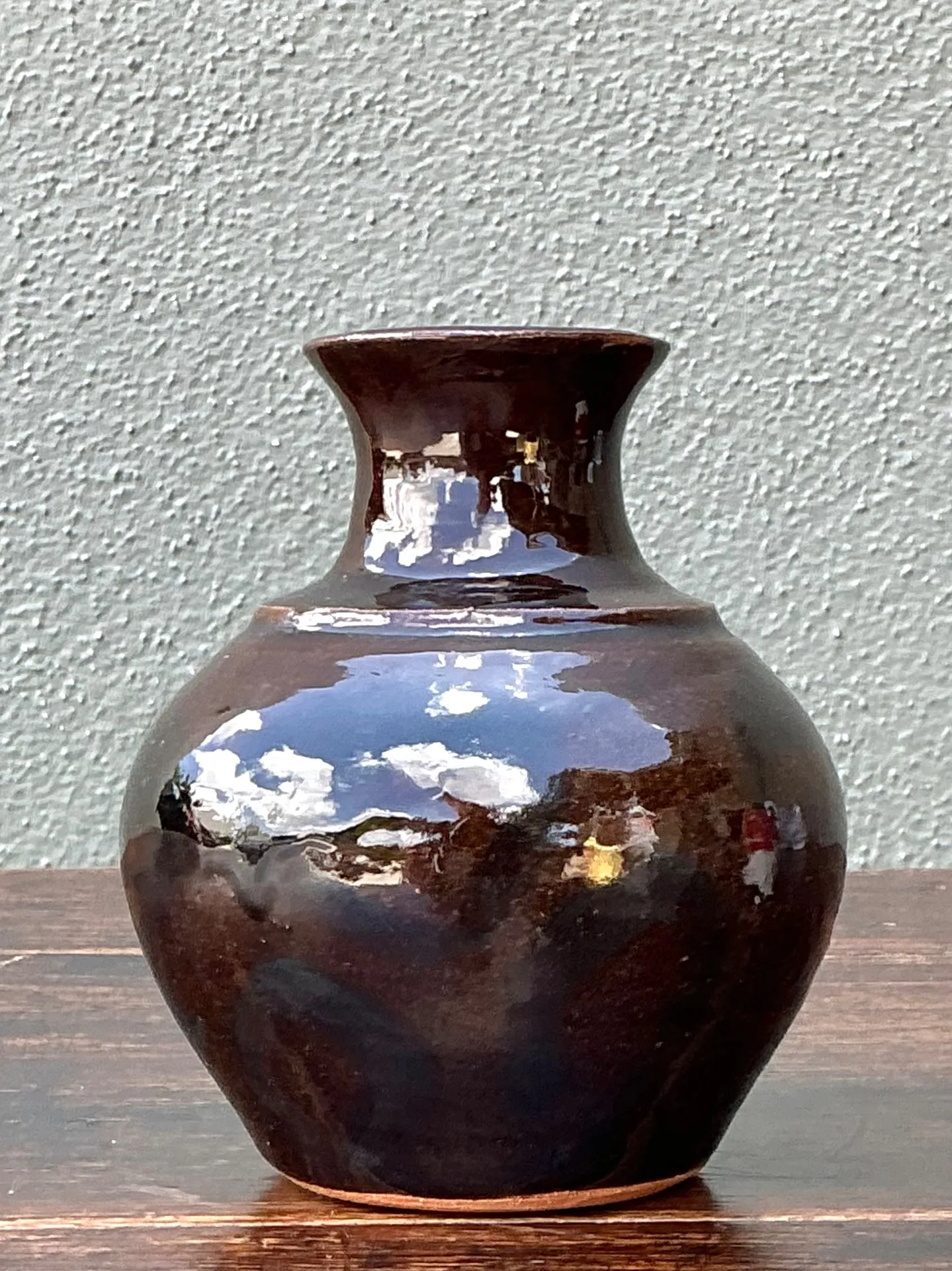 Solomon Signed Brown Ceramic Vase — additional photo 2