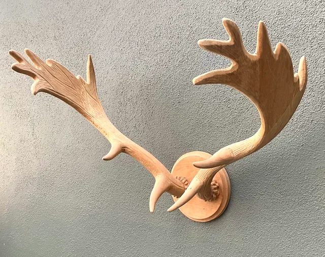 Vintage Carved Wood Antler Wall Mount — additional photo 8