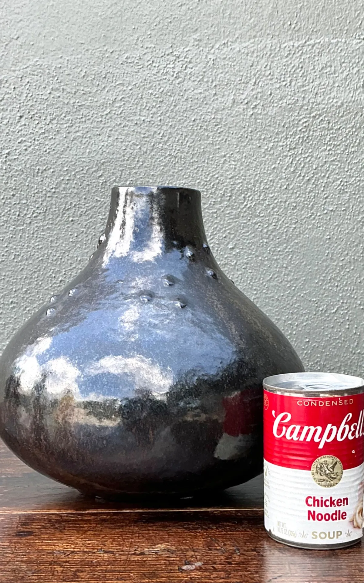 Vintage Black Textured Ceramic Vase — additional photo 8