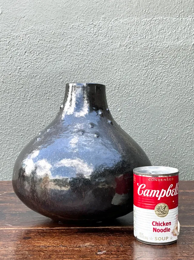 Vintage Black Textured Ceramic Vase — additional photo 8