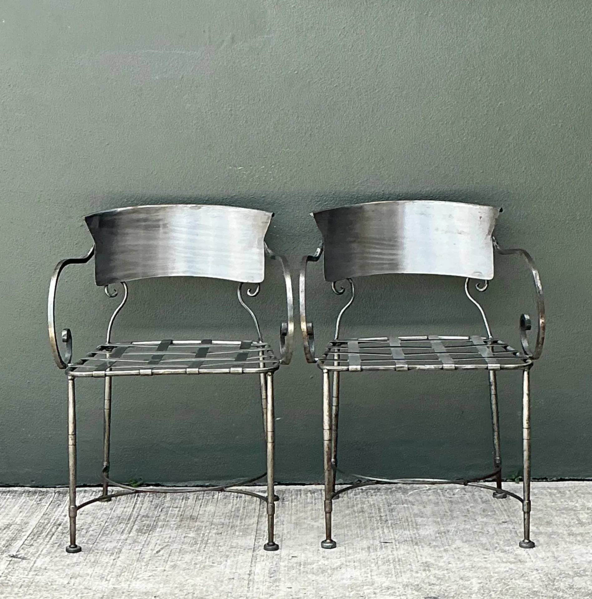 Vintage Metal Scroll Armchairs - Pair — additional photo 3
