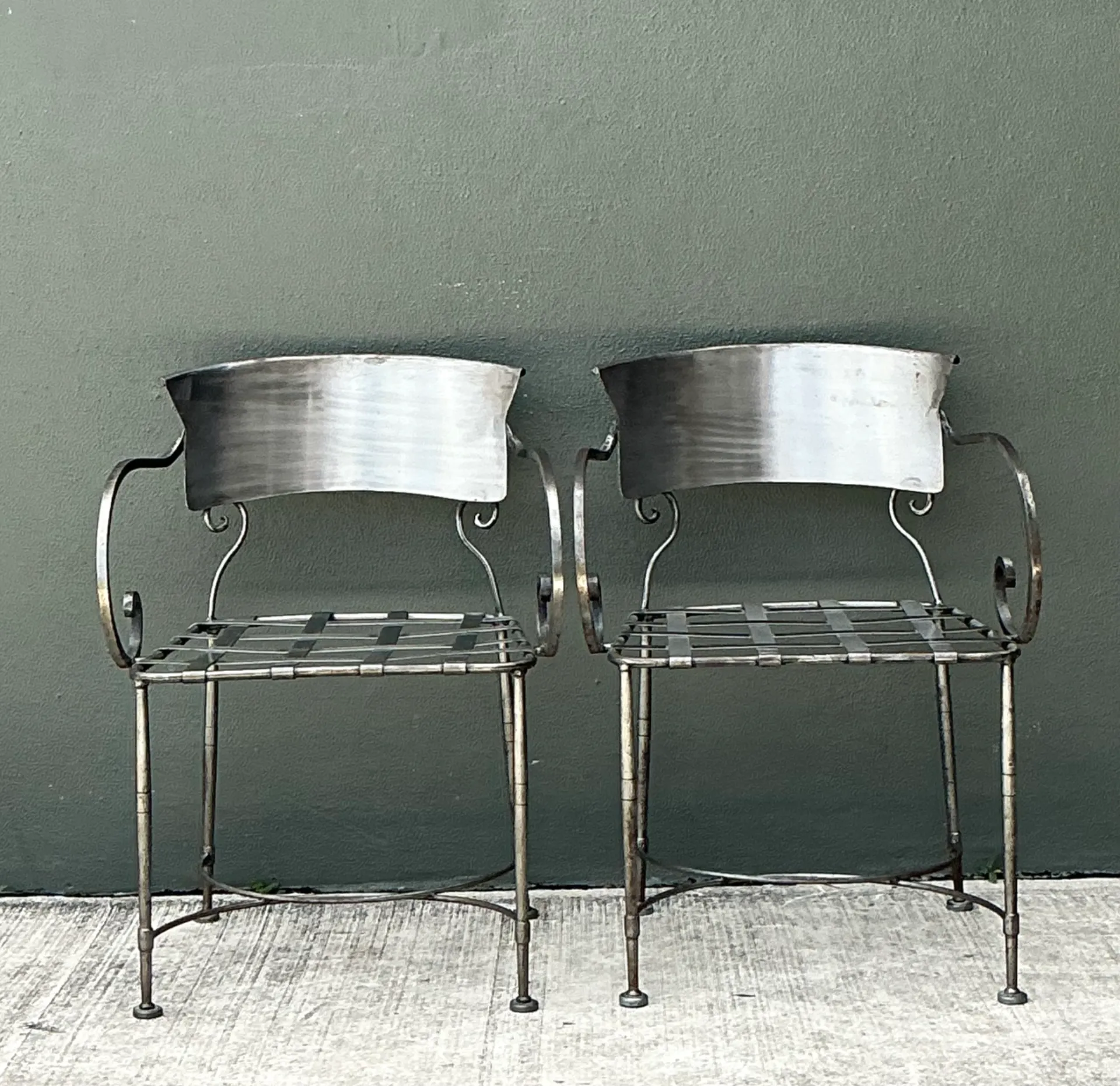 Vintage Metal Scroll Armchairs - Pair — additional photo 1