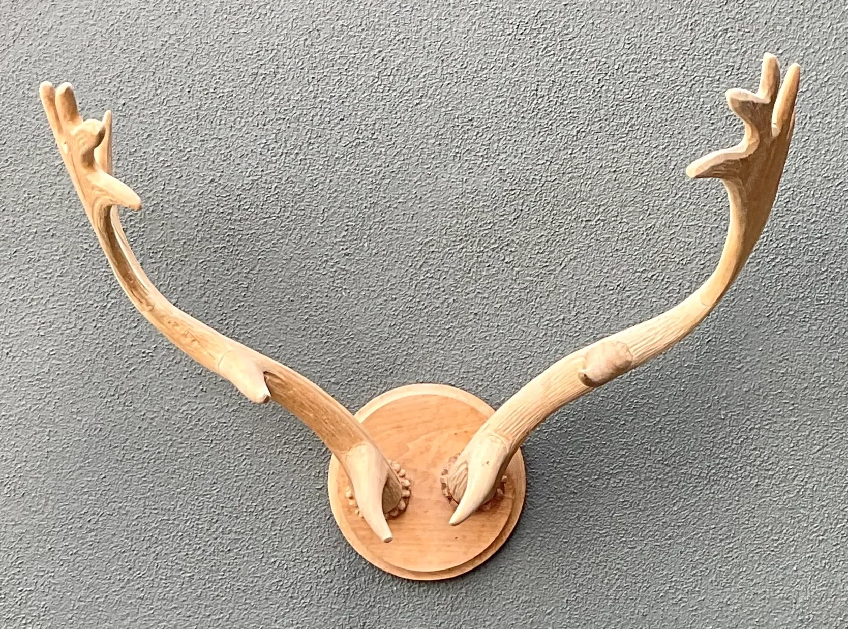 Vintage Carved Wood Antler Wall Mount — additional photo 6