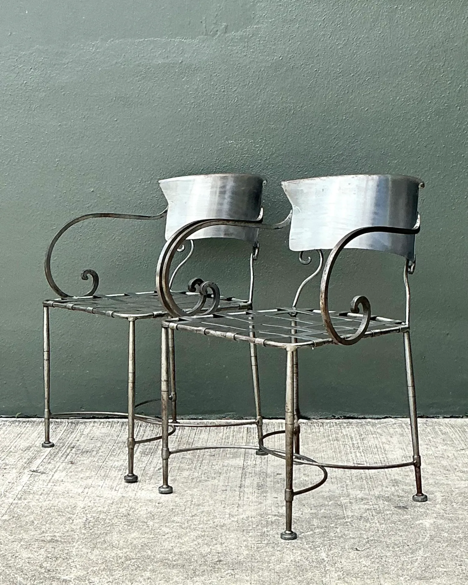 Vintage Metal Scroll Armchairs - Pair — additional photo 4