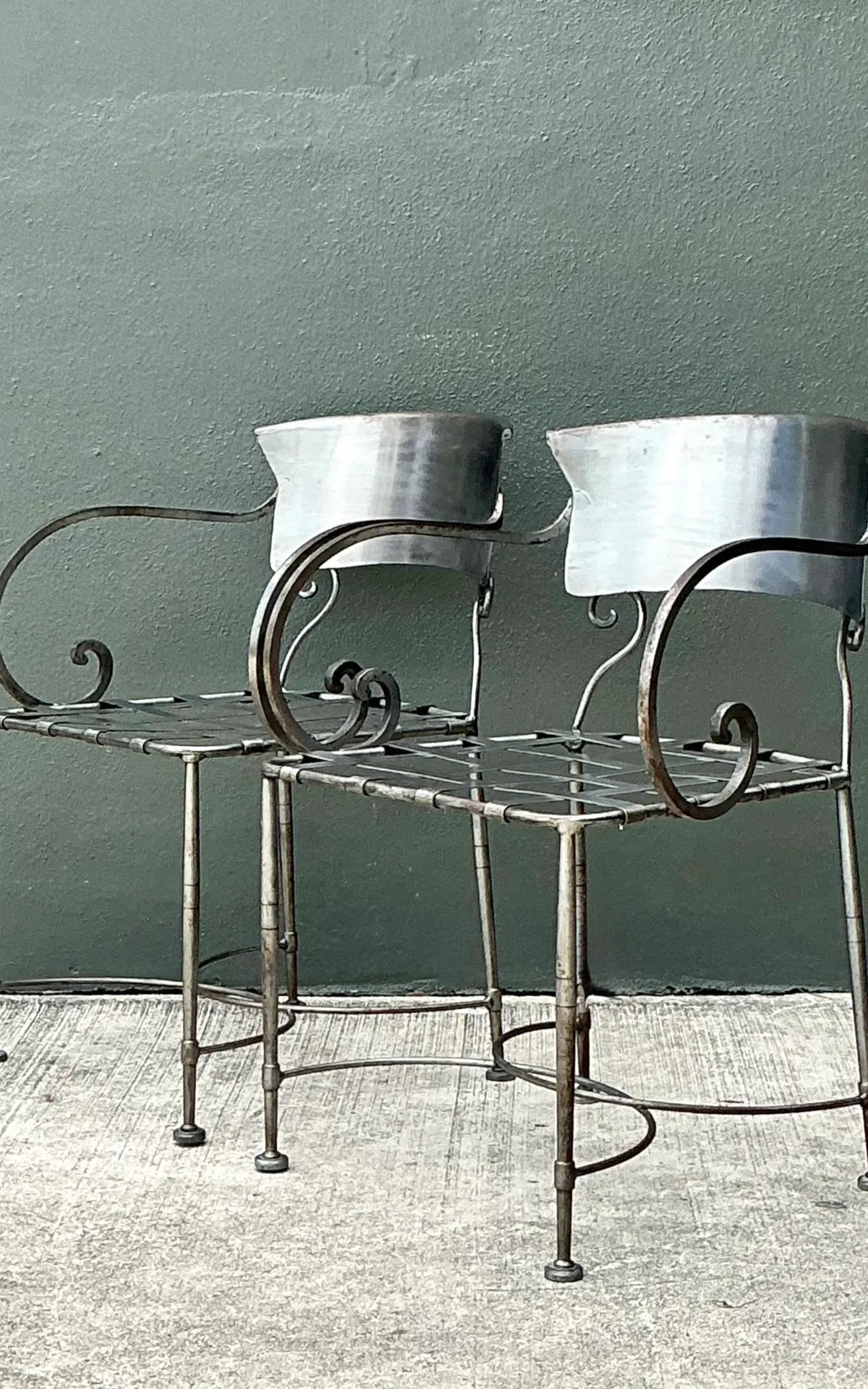 Vintage Metal Scroll Armchairs - Pair — additional photo 4