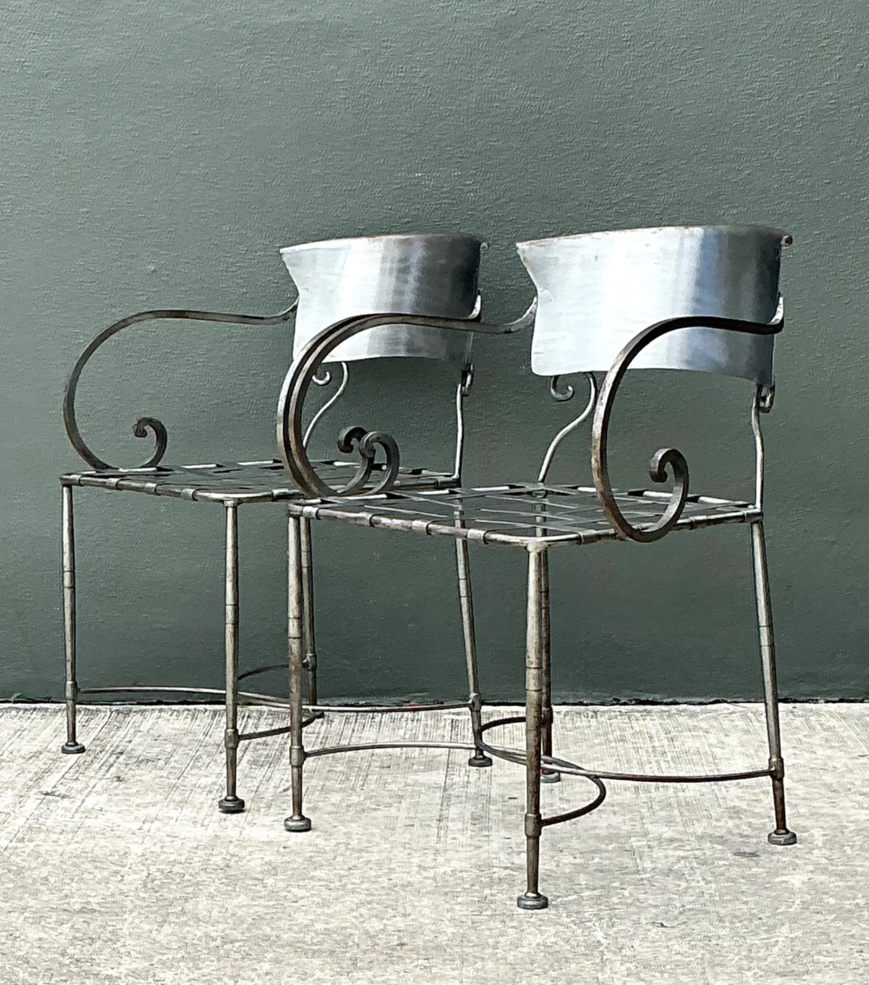 Vintage Metal Scroll Armchairs - Pair — additional photo 2