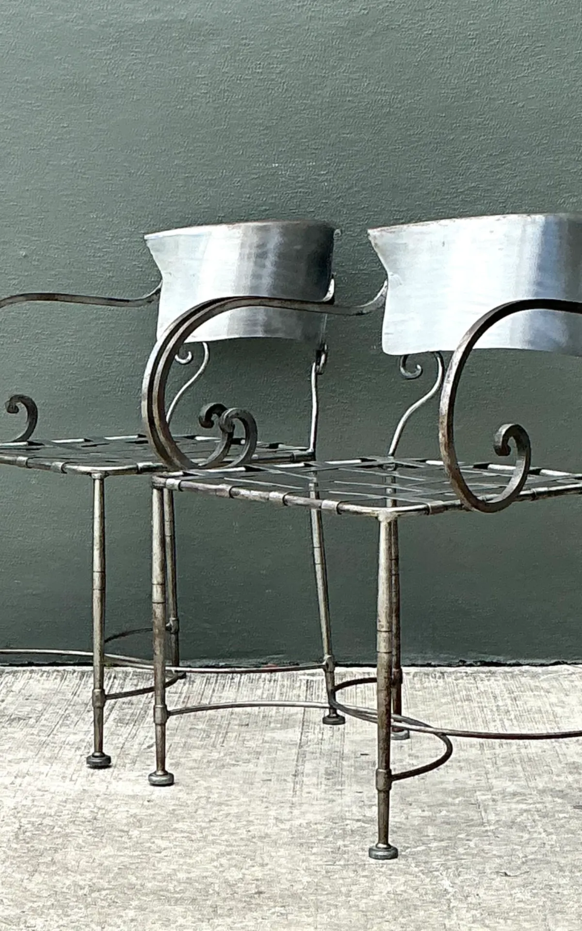 Vintage Metal Scroll Armchairs - Pair — additional photo 2