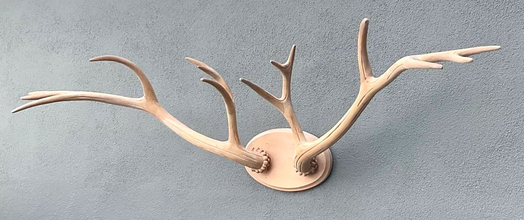 Vintage Carved Wood Antler Wall Mount — additional photo 7