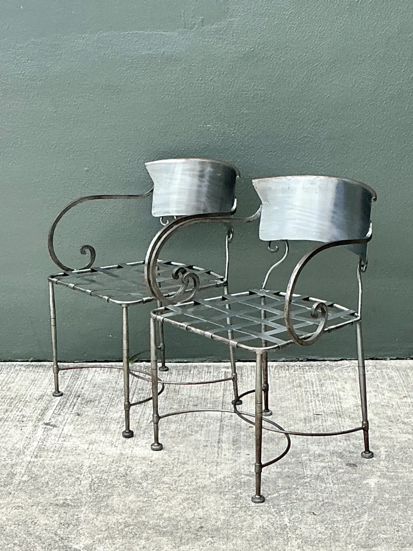 Vintage Metal Scroll Armchairs - Pair — additional photo 6