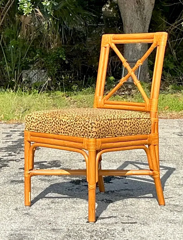 Vintage Coastal Target Back Rattan Chair — additional photo 2