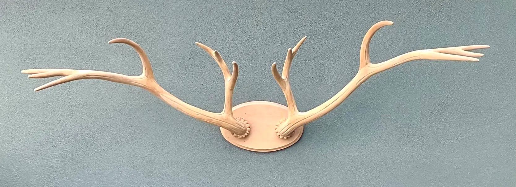 Vintage Carved Wood Antler Wall Mount — additional photo 2