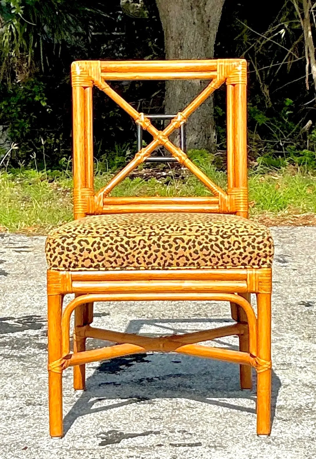 Vintage Coastal Target Back Rattan Chair — additional photo 4