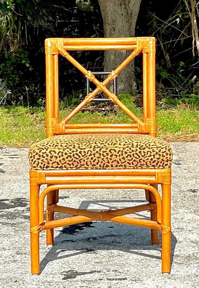 Vintage Coastal Target Back Rattan Chair — additional photo 4