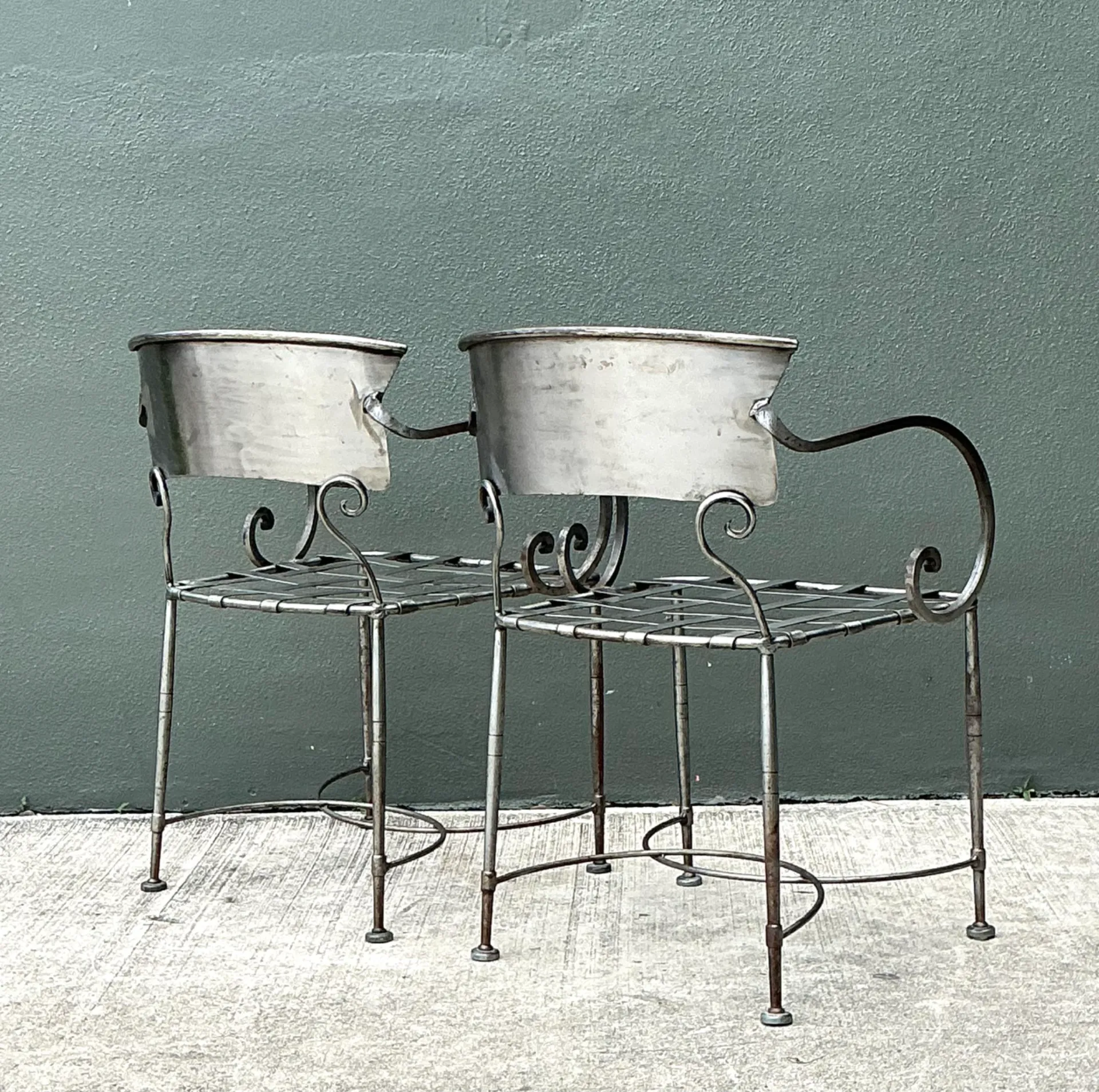 Vintage Metal Scroll Armchairs - Pair — additional photo 5
