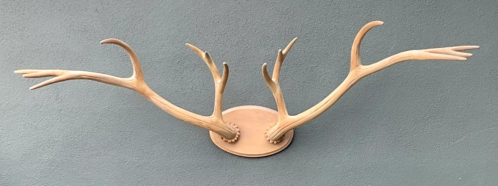 Vintage Carved Wood Antler Wall Mount — additional photo 8