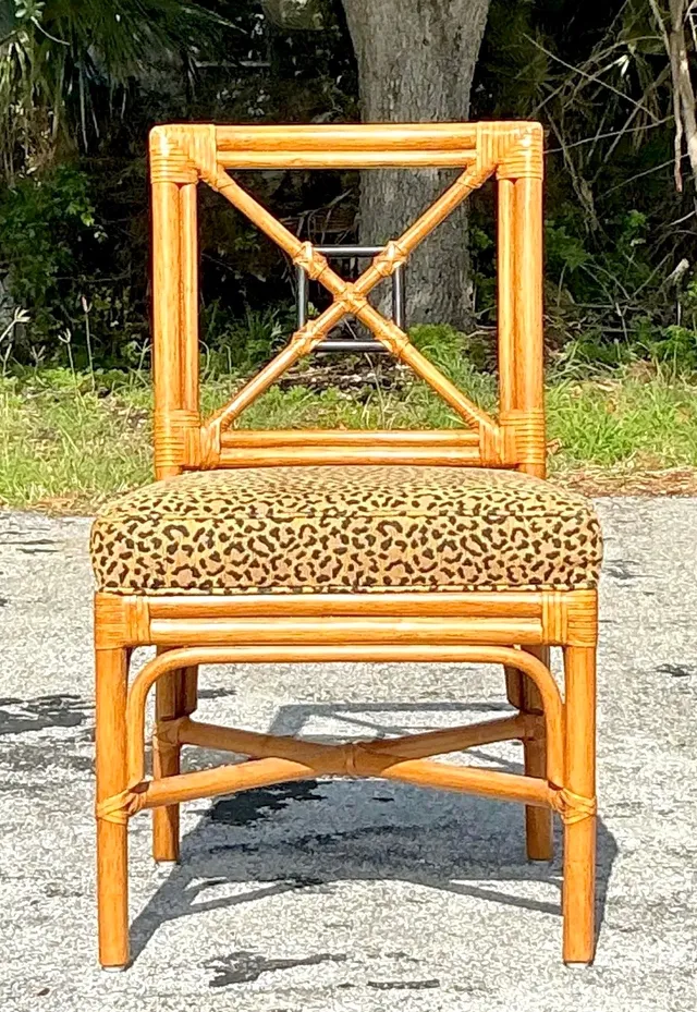 Vintage Coastal Target Back Rattan Chair — additional photo 1